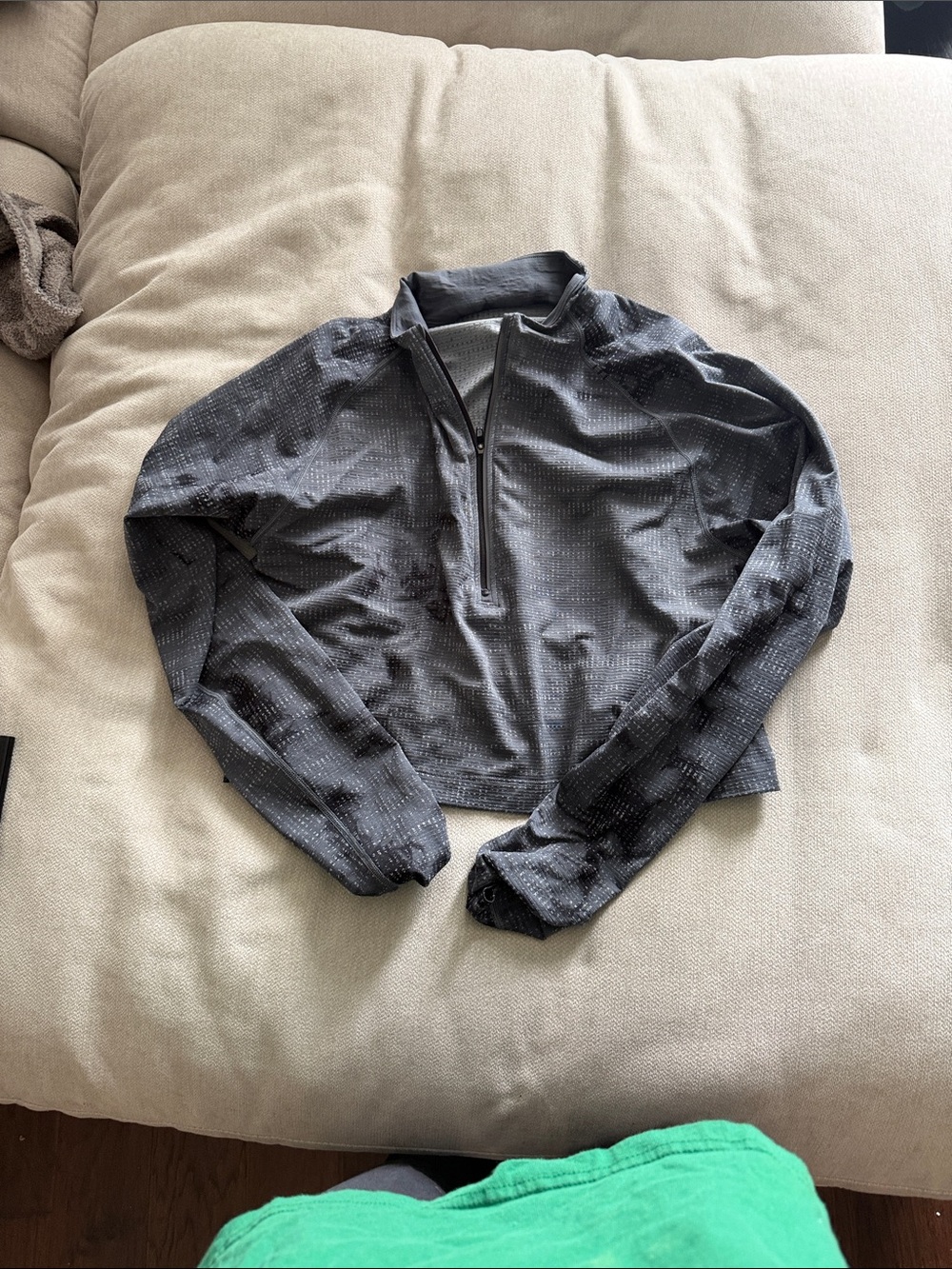lululemon athletica Charcoal Gray Quarter-Zip Sweater cropped